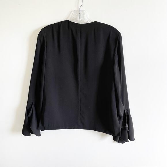 Zara Black Full Zip Flounce Sleeve Jacket - Picture 7 of 9